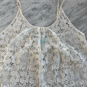 White Lace Floral Tank Top